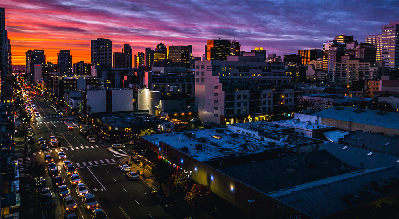 people driving through san diego at night