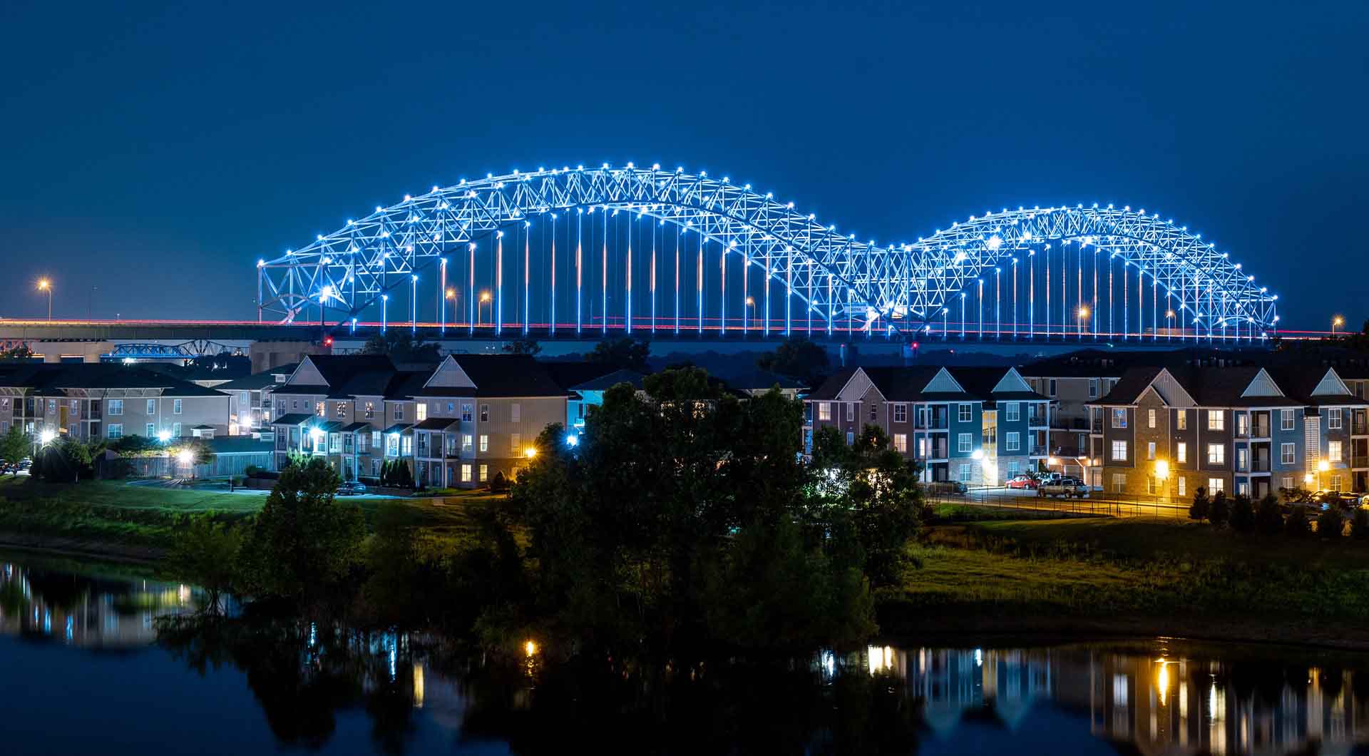 Memphis bridge in the evening
